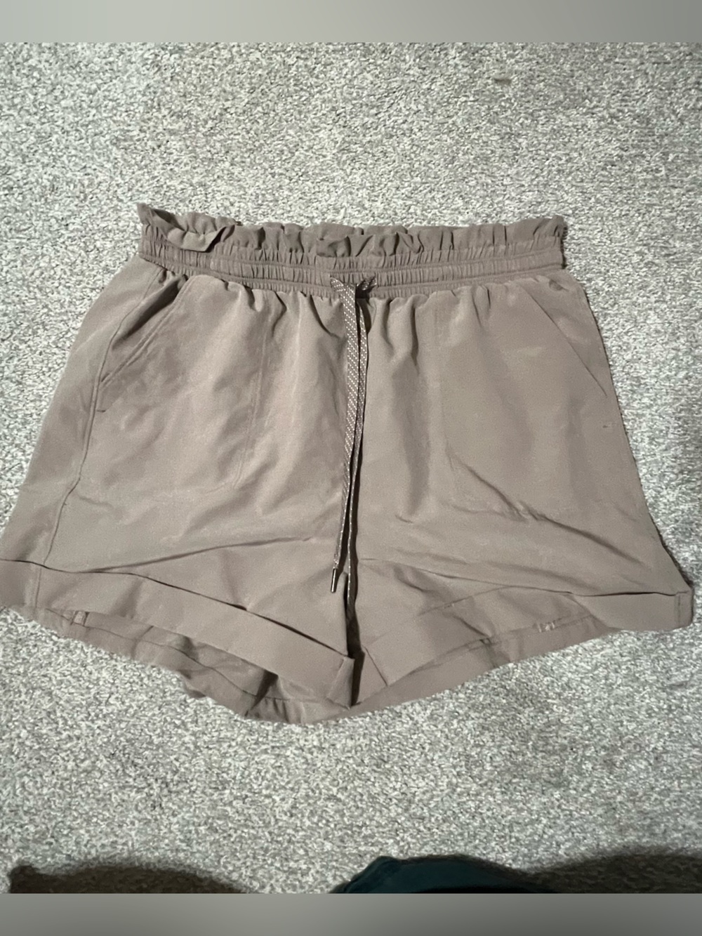 Apana High-Waist Drawstring Shorts in Khaki Brown